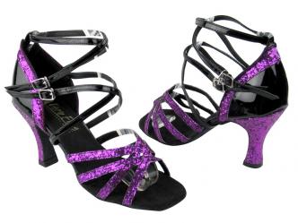 Dance shoes ladies purple sparkle / black patent latin   